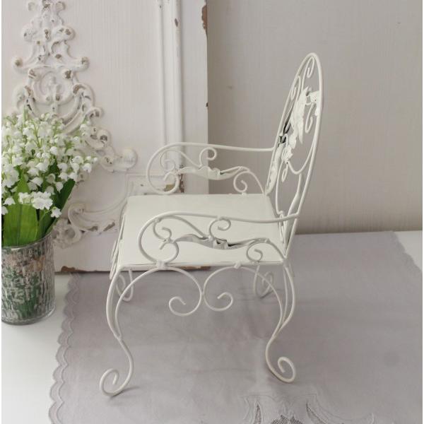 アイアン製 花台 チェア ホワイト 飾り台 置物 オブジェ (862