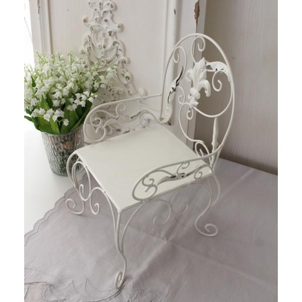 アイアン製 花台 チェア ホワイト 飾り台 置物 オブジェ (862