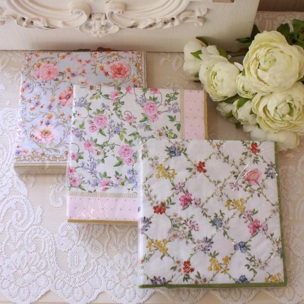 ペーパーナプキン 紙ナプキン ドイツ製 33ｃｍ角 ナプキン アフタヌーンティー 花柄 薔薇 ローズ ヨーロピアン シャビーシック フレンチシャビー ブロカント フ（Yahoo!・STYLE ROCOCO）