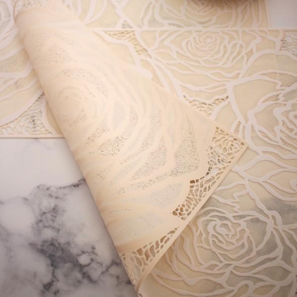 ローズ ランチョンマット PVC ２枚セット ホワイト ベージュ ビニール製 花柄 洗える お手入れ簡単 プレースマット ランチマット 薔薇 テーブルマット バラ柄 |  | 04