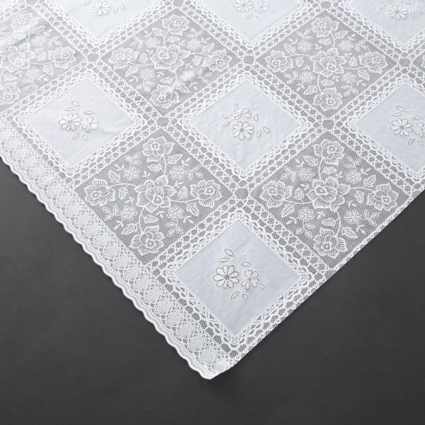 テーブルクロス PVC ビニルクロス ローズ ローズ柄 ホワイト ４人掛け 135cm×180cm ビニール製テーブルクロス 撥水 はっ水 レース柄 バラ柄 ローズ柄 長方形 |  | 01