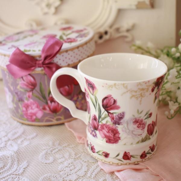 マグカップ ギフトボックス入り ニューボーンチャイナ 電子レンジ対応 ロイヤルアーデン マグ ローズ バラ いちご ストロベリー チューリップ フラワー 花柄 陶 |  | 06