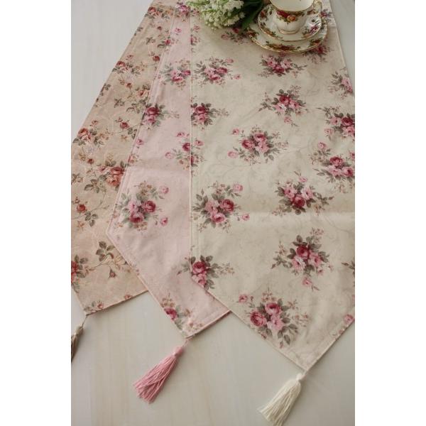 テーブルランナー 撥水加工 可愛い テーブルセンター 薔薇柄 ローズ