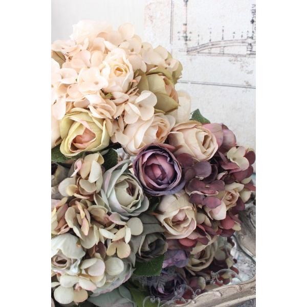 アンティークカラー ローズブーケ アンティーク風 シック 大人カラー 薔薇 紫陽花 造花 シルクフラワー アーティフィシャルフラワー インテリアフラワー ブーケ Sr 9 Style Rococo 通販 Yahoo ショッピング