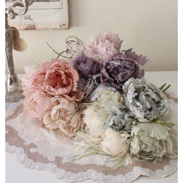 アンティーク シャクヤクブーケ セージグリーン モーブ アメジスト 造花 ピオニー 芍薬 シルクフラワー アーティフィシャルフラワー インテリア