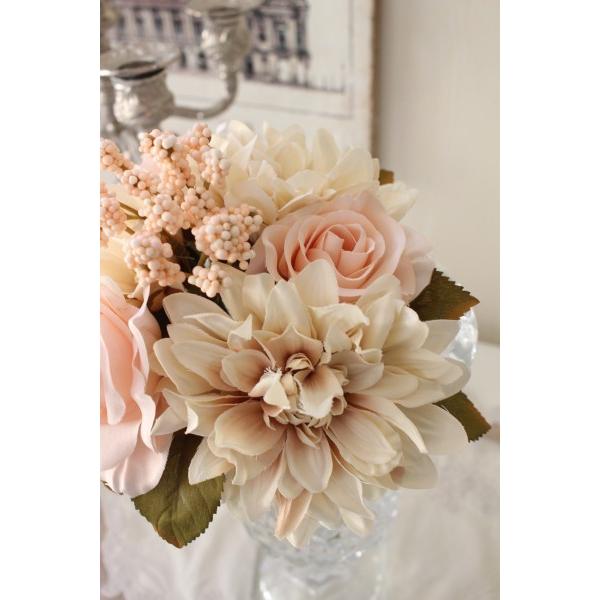 期間限定送料無料 アンティークカラー ベージュブーケ 造花 薔薇 ダリア シルクフラワー アーティフィシャルフラワー インテリアフラワー ブーケ 花束 おしゃれ 可愛い ナチュラル Babylonrooftop Com Au