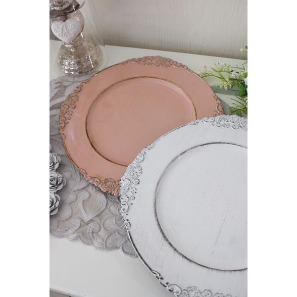 シャビー ラウンドトレー トレイ プレート トレー ラウンド ホワイト