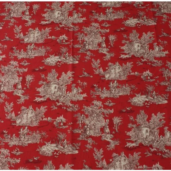 トワルドジュイ 田園 輸入生地 フランス（ルージュ） トワル・ド