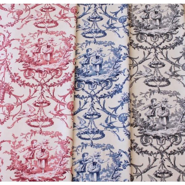 トワルドジュイ フランス生地 カップル ブルー フランス製 輸入生地