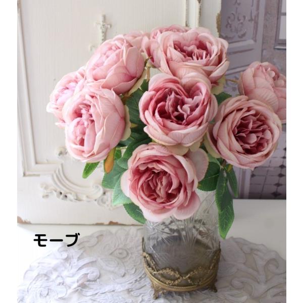造花 ローズ バラ 花束 ブッシュ仕立て 薔薇（クリームホワイト 