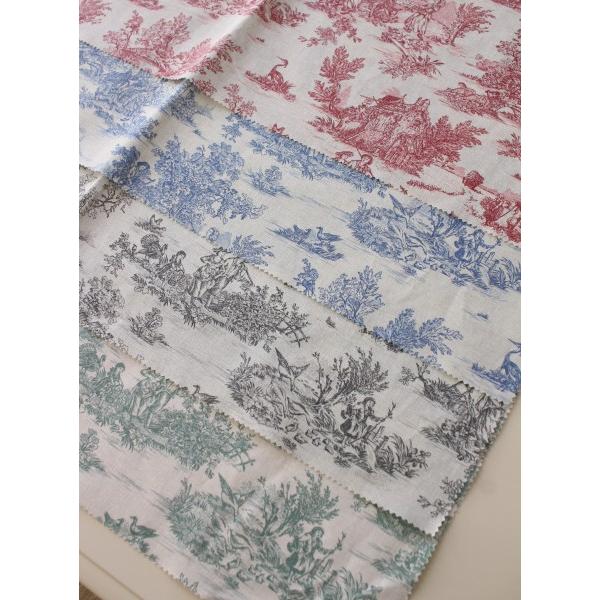 トワルドジュイ フランス製 カット生地 4色セット グレージュ 田園