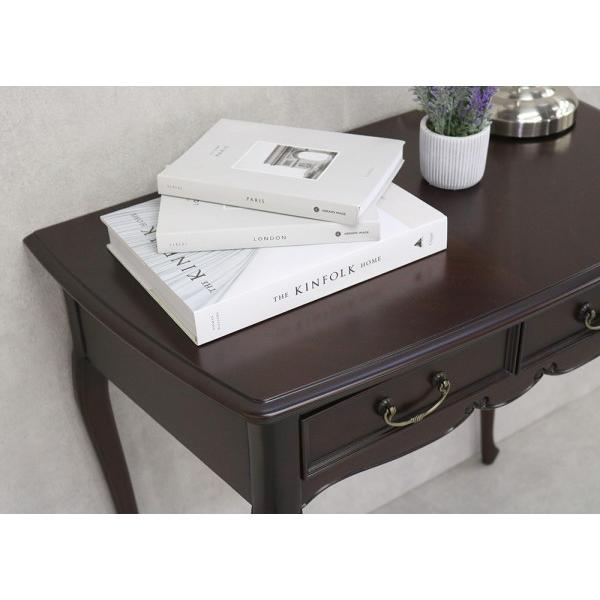 コンソール リビングデスク 猫脚 ブラウン 引き出し マホガニー 75