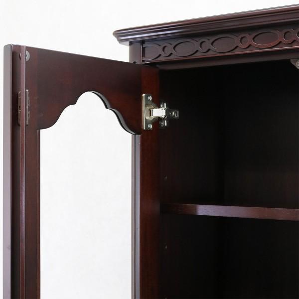 キャビネット2枚扉 ガラスキャビネット 飾り棚 ブラウン 本棚