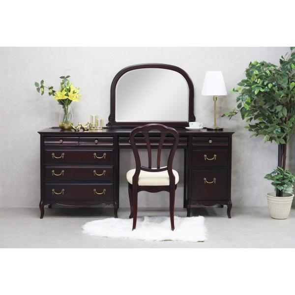 アンティーク調 マホガニー色 猫脚 両袖デスク ロココデスク 多少の小