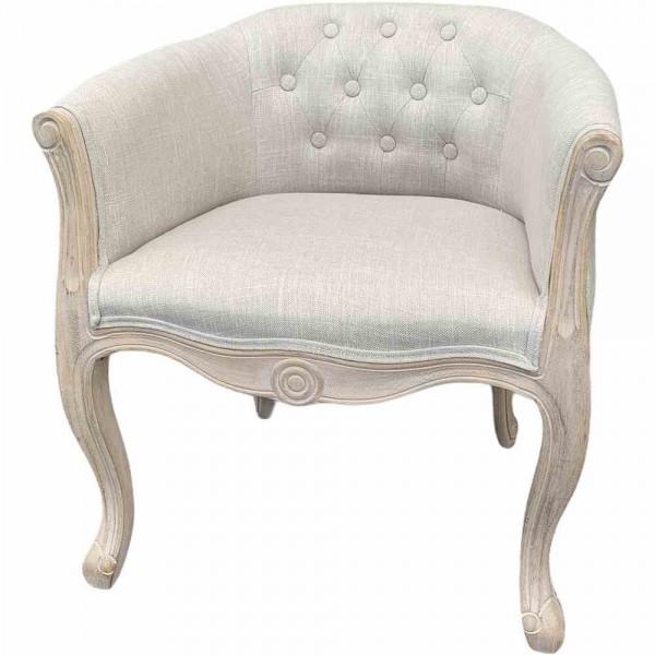 アームチェア 一人掛けチェア アームソファ ベージュ リネン 椅子 木製