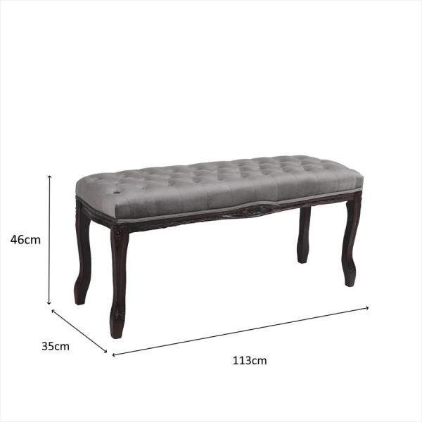 ベンチスツール スツール アンティーク調 クラシック 横長 木製 ベロア