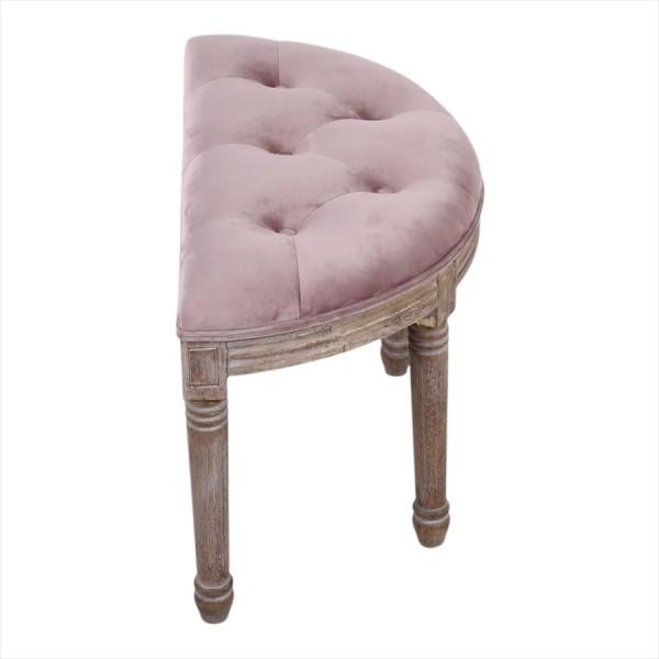 玄関スツール スリムスツール ベロア ピンク 玄関椅子 半円スツール