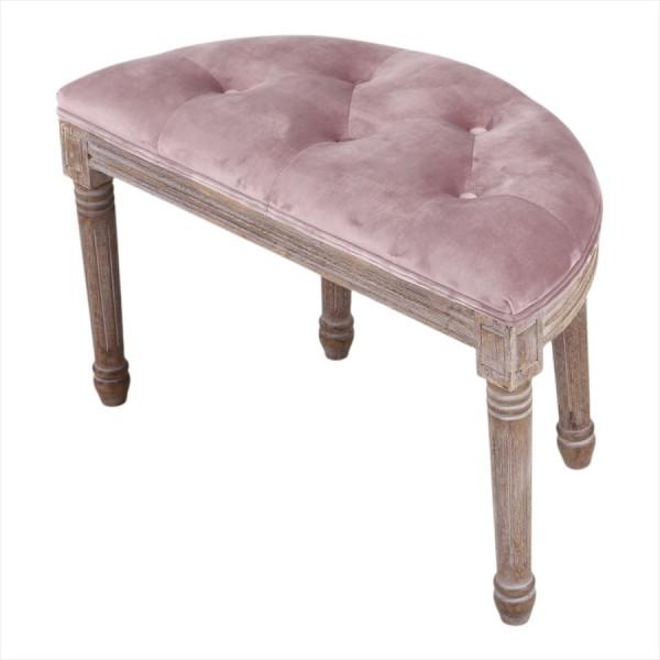 玄関スツール スリムスツール ベロア ピンク 玄関椅子 半円スツール