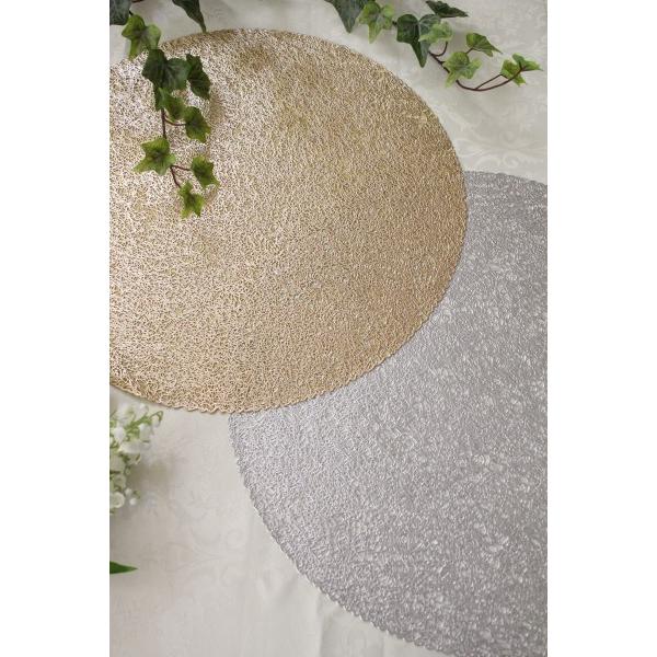 ランチョンマット PVC ゴールド シルバー おしゃれ 円形 来客用