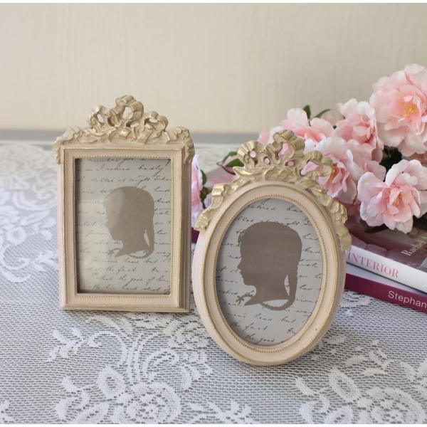 可愛い写真立て ミルクティ オーバル レクト フォトフレーム 可愛い フレンチカントリー アンティーク風 人気ブレゼント 雑 シャビーシック アンティーク リボンモチーフ