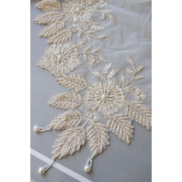 レース テーブルランナー テーブルセンター ビーズ刺繍 Mサイズ