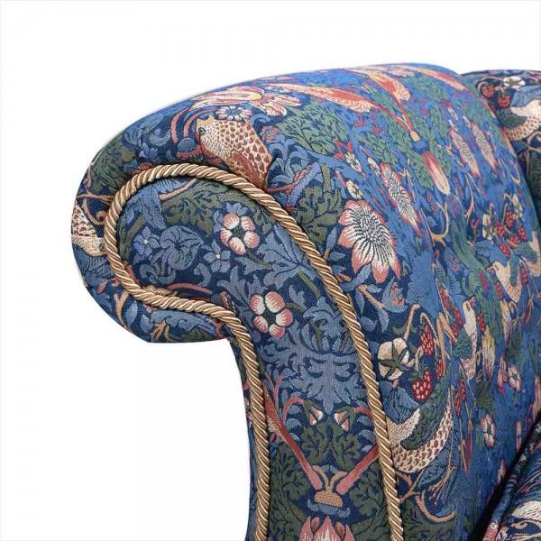 カウチソファ 玄関ソファ いちご泥棒柄 モリス 布張りソファ 輸入家具 