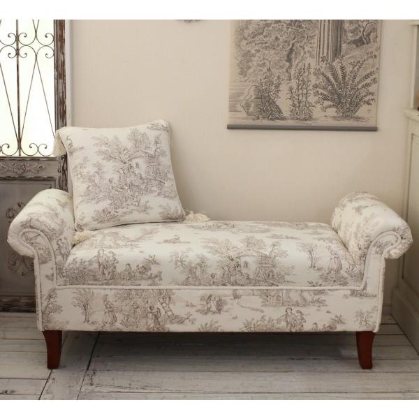 ベンチスツール 横長ベンチ 布張り ジェニファーテイラー トワルドジュイ アームベンチ （オフホワイト×ベージュ031）ベンチ　オットマン スツール ジュイ柄 ア