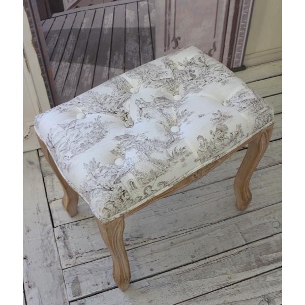 【 トワルドジュイ 】スツール / オットマン スツール オットマン 木製 トワルドジュイ フランス生地 ホワイト 布
