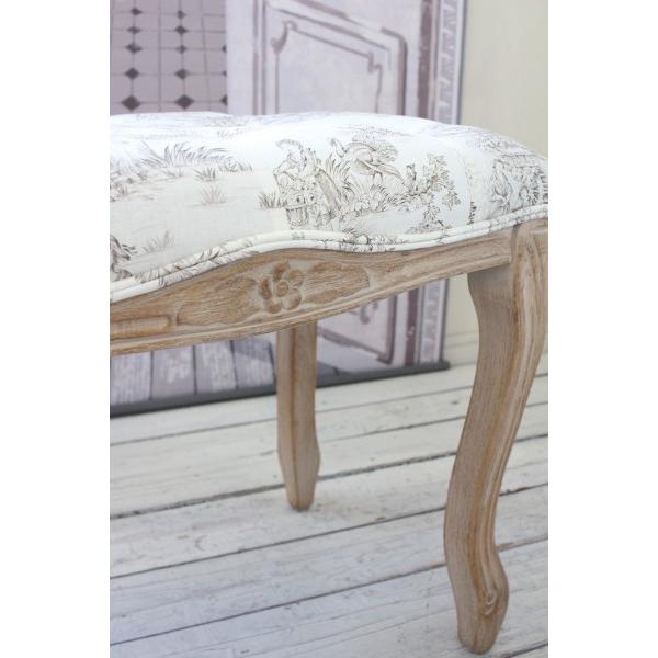 スツール オットマン 木製 トワルドジュイ フランス生地 ホワイト 布