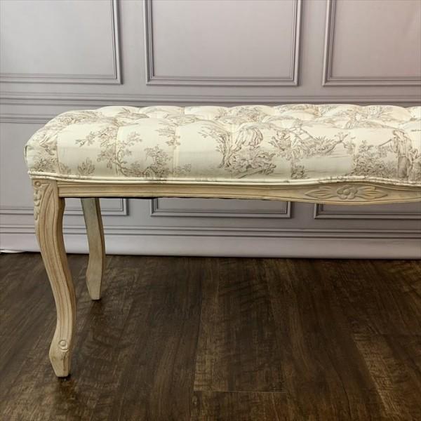 ベンチスツール スツール 横長 木製 トワルドジュイ フランス生地