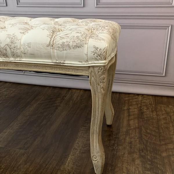 ベンチスツール スツール 横長 木製 トワルドジュイ フランス生地