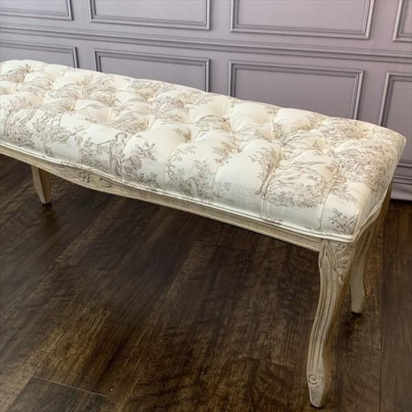 ベンチスツール スツール 横長 木製 トワルドジュイ フランス生地