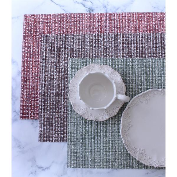 ランチョンマット PVC ツイード プレースマット おしゃれ レッド