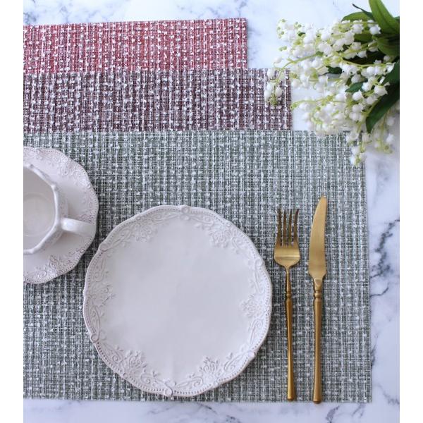 ランチョンマット PVC ツイード プレースマット おしゃれ レッド