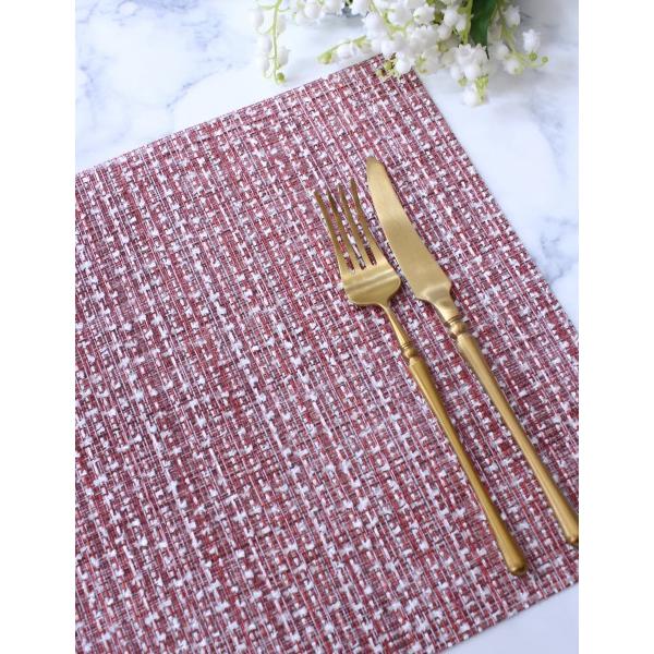 ランチョンマット PVC ツイード プレースマット おしゃれ レッド