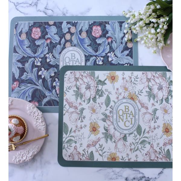 赤とグレーの花柄ランチョンマット4枚セット フランス製7枚