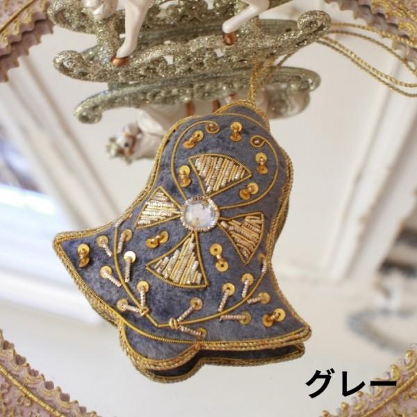 SALE20%OFF) ツリーオーナメント ビーズ刺繍 ベル 鈴 クリスマス