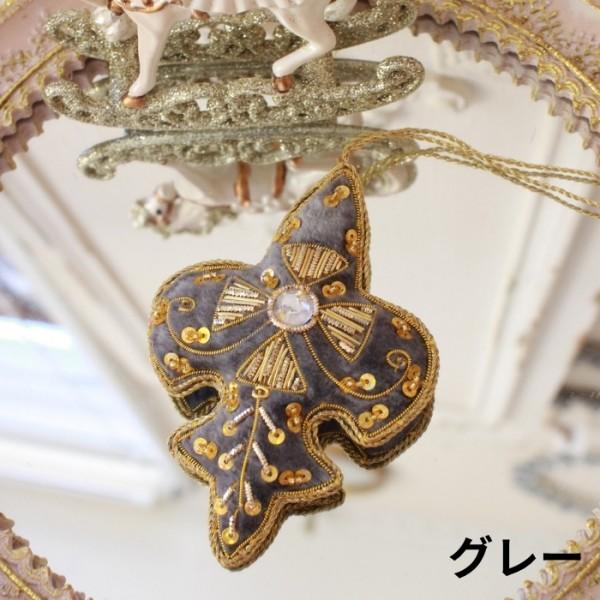 クリスマスツリー オーナメント ハンドメイド ビーズ 刺繍 クロス 百合