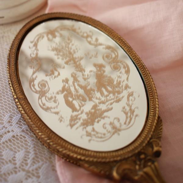 手鏡 ハンドミラー トワルドジュイ アンティーク風 ミラー ロココ調 鏡