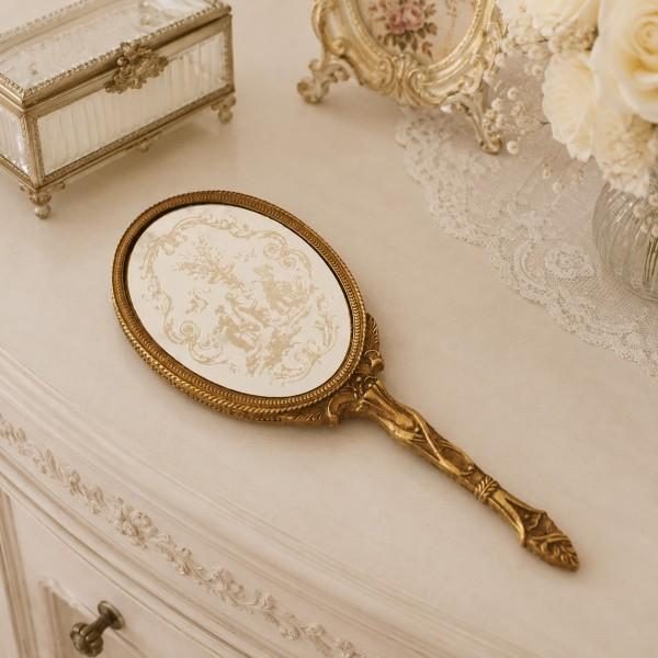手鏡 ハンドミラー トワルドジュイ アンティーク風 ミラー ロココ調 鏡
