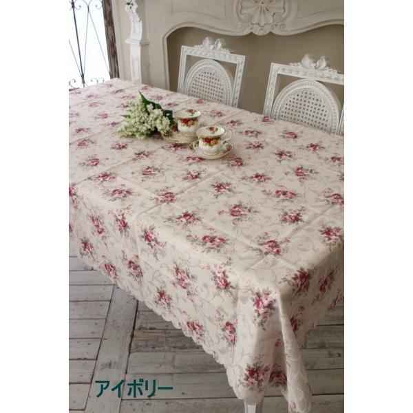 テーブルクロス はっ水 4人掛けテーブル 可愛い 薔薇柄 花柄 長方形