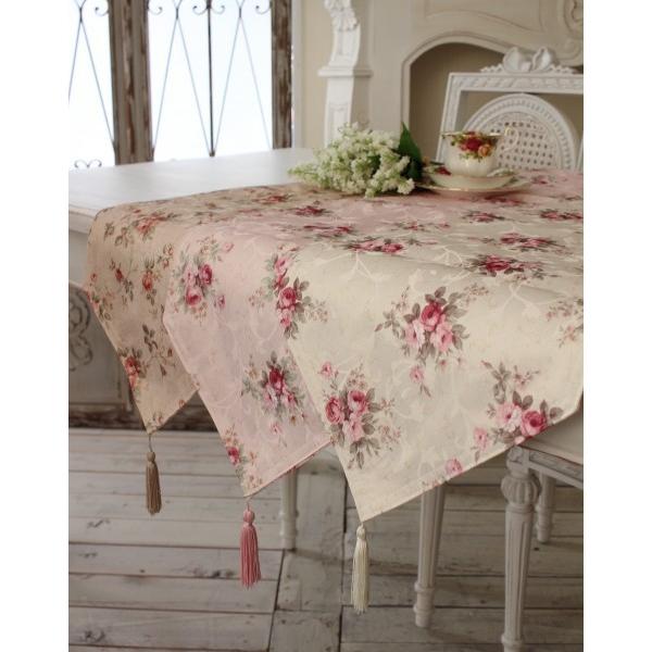 撥水 テーブルランナー 可愛い テーブルセンター 花柄 ロココ調
