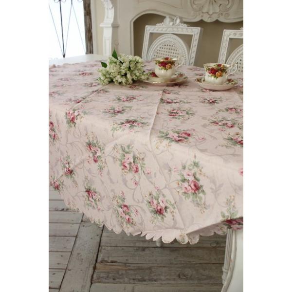 ラウンドテーブルクロス 円形 はっ水 エレガントローズ 撥水 ラウンド