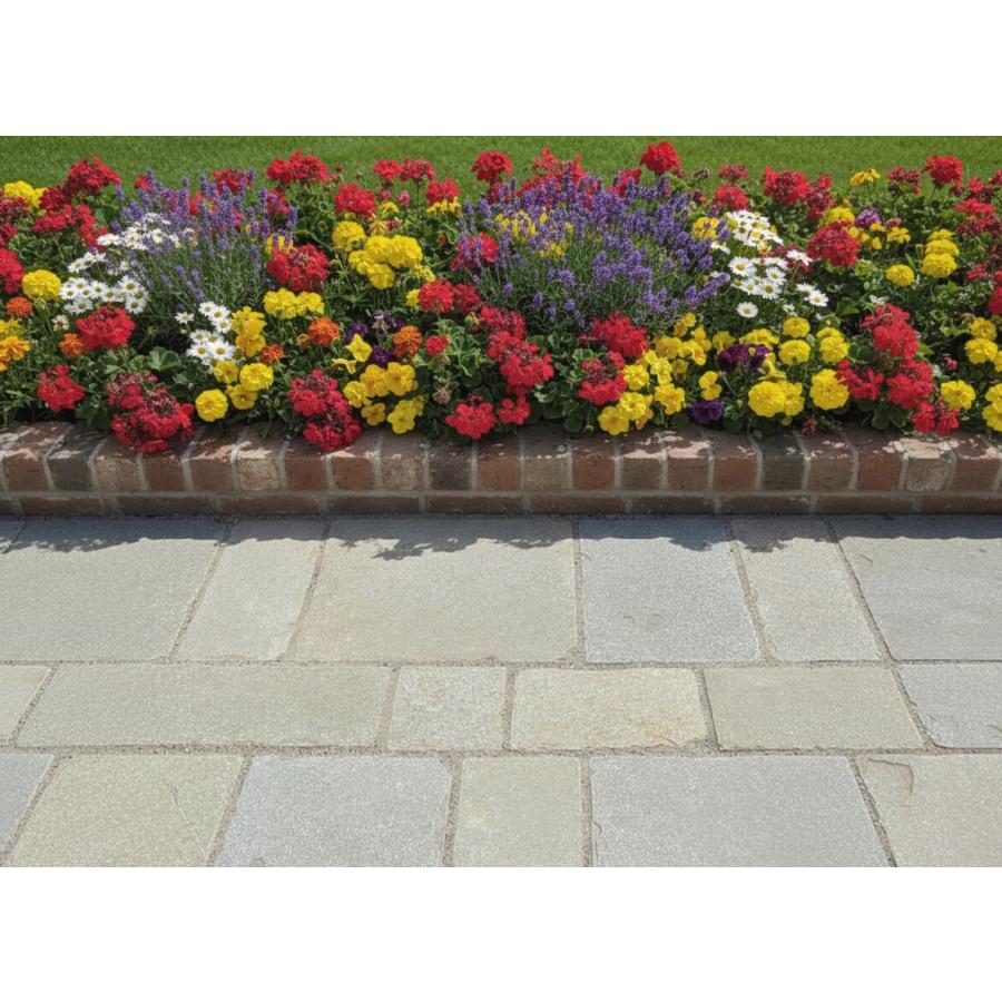 敷石 庭 天然石 平板 石 自然石 石畳 キャッスルベージュ 乱尺敷石 約