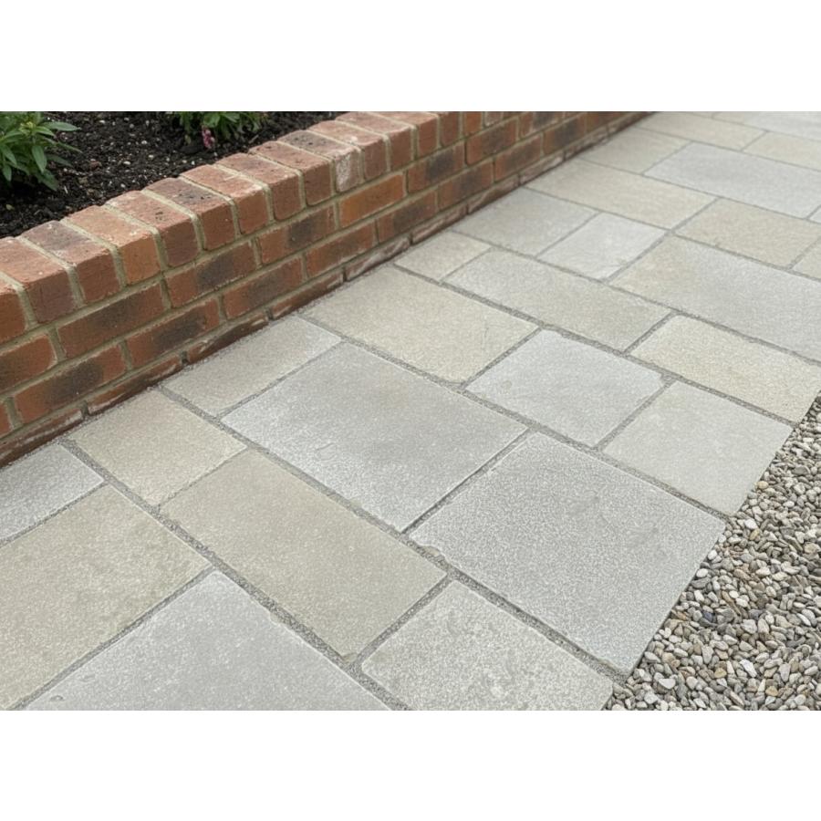 敷石 庭 天然石 平板 石 自然石 石畳 キャッスルベージュ 乱尺敷石 約