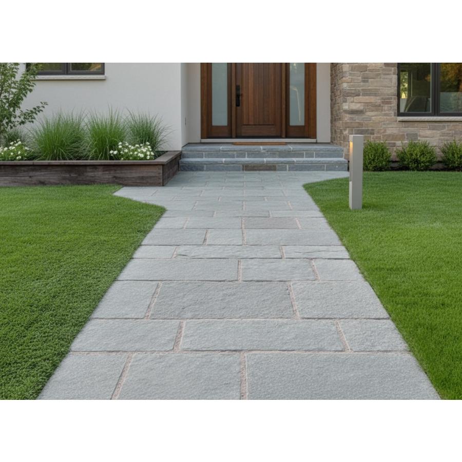 敷石 庭 天然石 平板 石 自然石 石畳 キャッスルグレー 乱尺敷石 約0.5