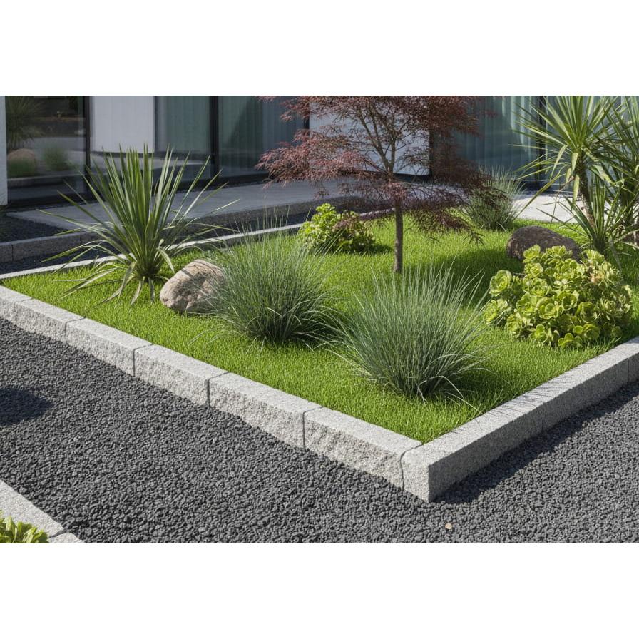 縁石 ノミキリ仕上げ 御影石 約600×100×100mm 見切り材 庭 花壇 仕切り 