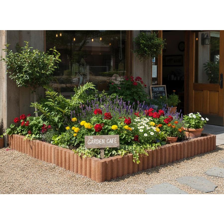 花壇 ブロック 置くだけ diy 庭 土留め 花壇ブロック ラインオレンジ 5