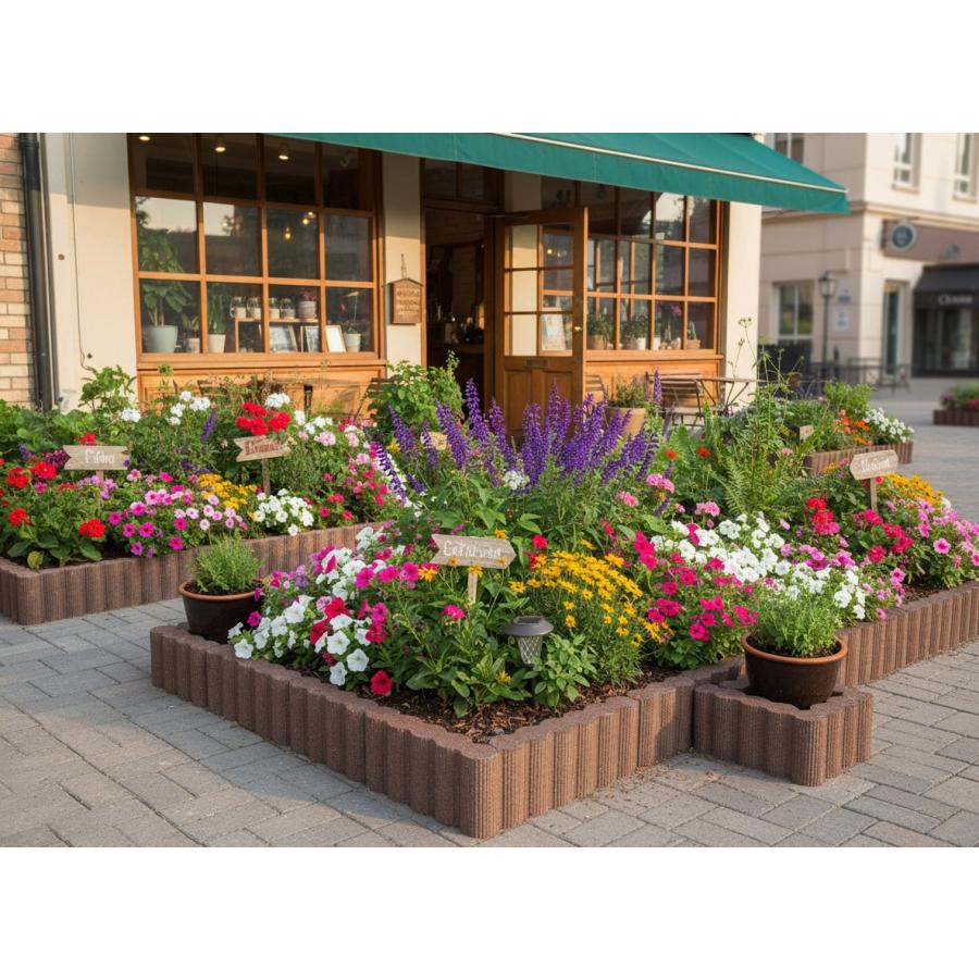 花壇 ブロック 置くだけ diy 庭 土留め 花壇ブロック ラインブラウン 5