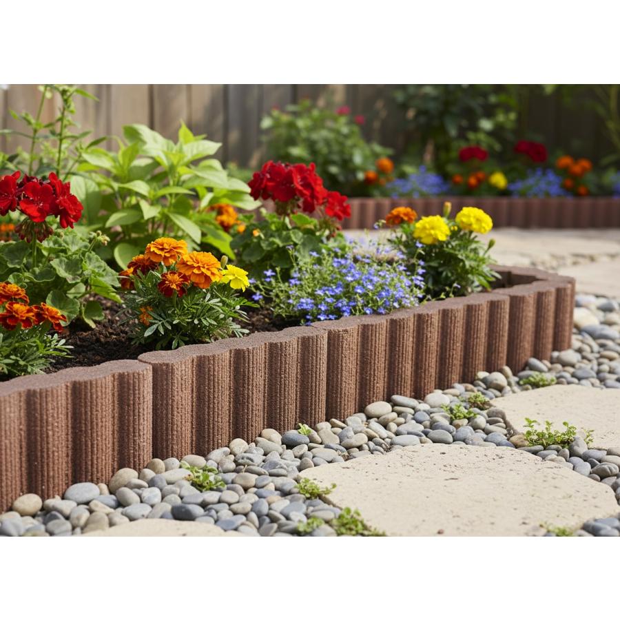花壇 ブロック 置くだけ diy 庭 土留め 花壇ブロック ラインブラウン 5